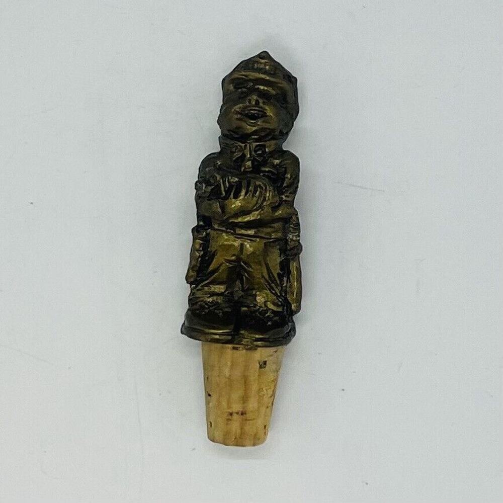 Vintage Pewter Police Man Officer Cork Wine Bottle Stopper JOR